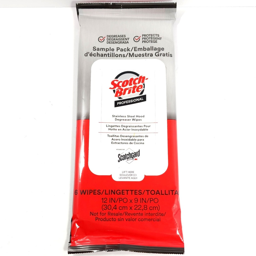 Scotch-Brite 3M 12" x 9" Stainless Steel Kitchen Cleaner Degreaser‎ 30 Wipes NEW
